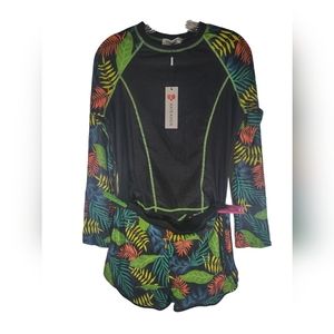 Kate kasin 2 piece bathing suit floral pattern size XL